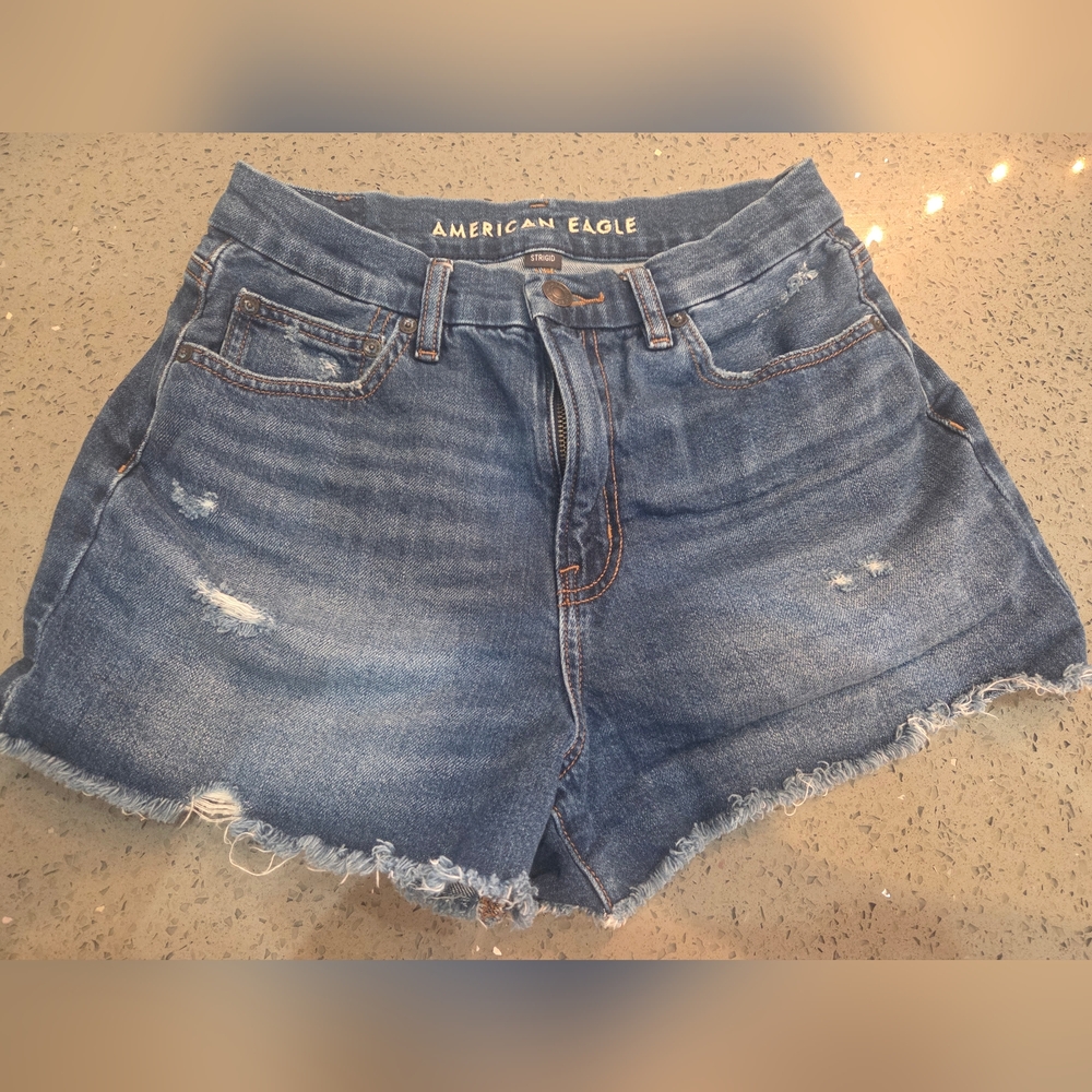 American Eagle Outfitters Women's Curvy 90s Boyfriend Blue Denim Shorts